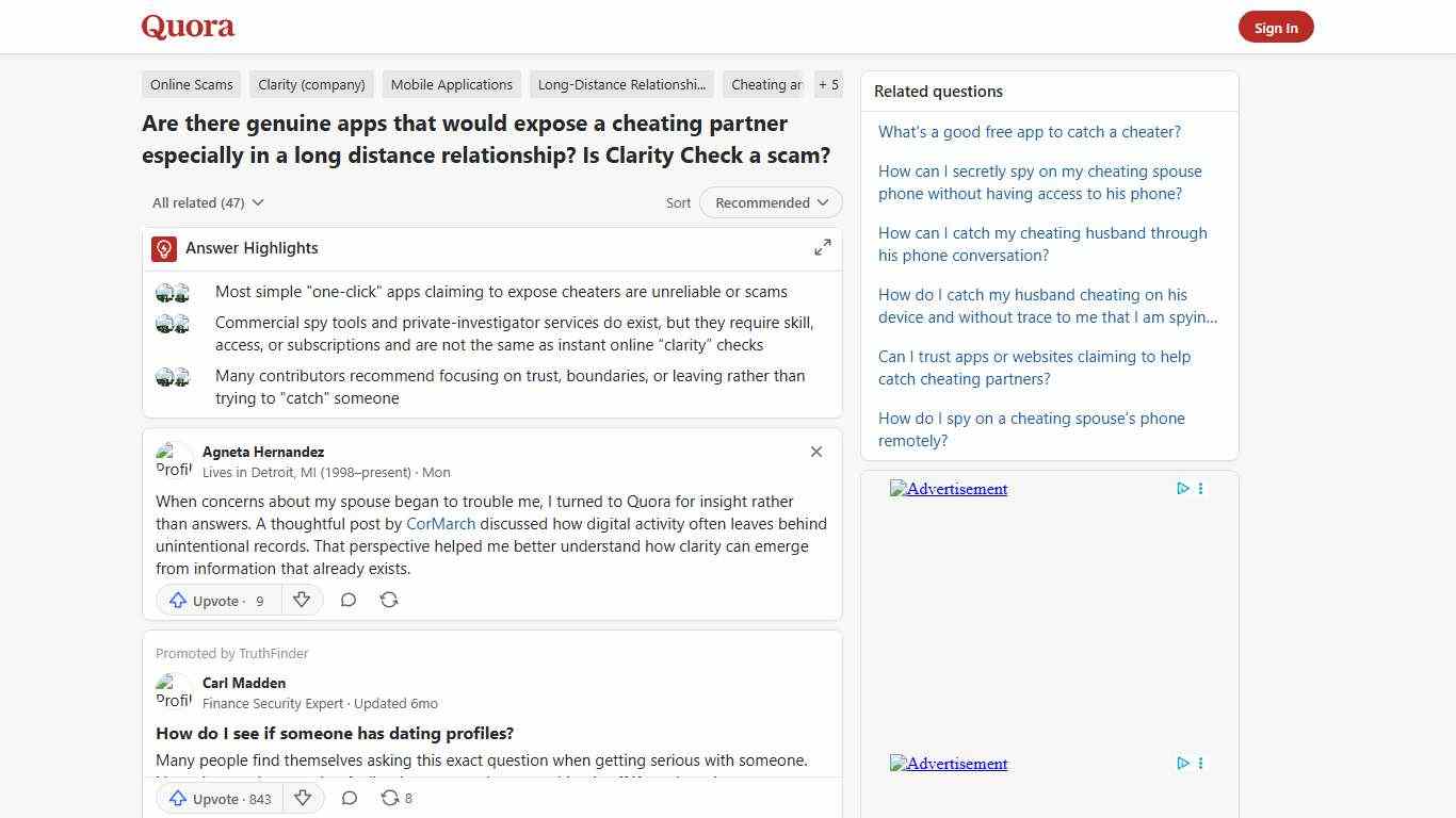 Are there genuine apps that would expose a cheating partner especially in a long distance relationship? Is Clarity Check a scam? - Quora